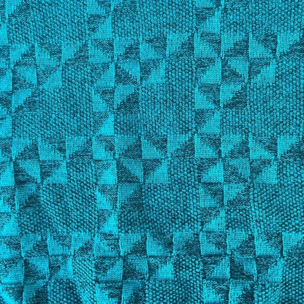 Vintage Dad Sweater Green 90s Grandpa Aesthetic Triangle Print USA Made Large - Picture 8 of 8